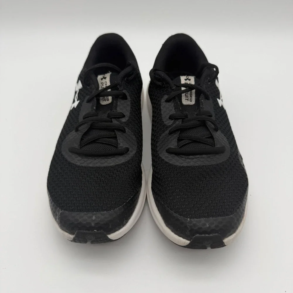 Under Armour Charged Pursuit 3 Running Shoes Black White Size 7Y 3024987-001